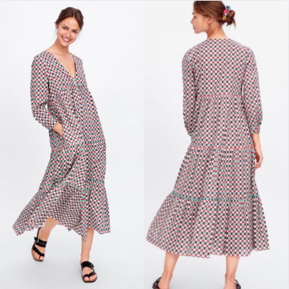 NEW ZARA GEOMETRIC MAXI DRESS